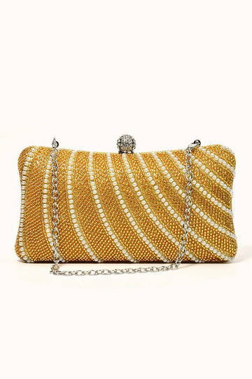 Torba na kopertówkę Golden Sparkly Rhinestone Pearl
